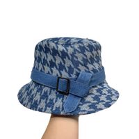 Women's Retro Streetwear Houndstooth Wide Eaves Bucket Hat main image 3