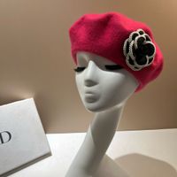 امرأة أنيق حلو اللون الصامد زهور إفيلس قبعة البيريه sku image 8