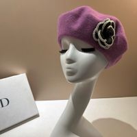 امرأة أنيق حلو اللون الصامد زهور إفيلس قبعة البيريه sku image 13