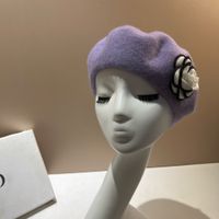 امرأة أنيق حلو اللون الصامد زهور إفيلس قبعة البيريه sku image 11