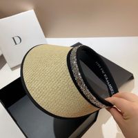 Women's Vacation Pastoral Solid Color Rhinestone Wide Eaves Sun Hat sku image 3