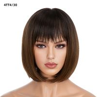 Women's Simple Style Multicolor Casual High Temperature Wire Bangs Short Straight Hair Wig Net sku image 3