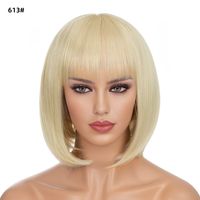 Frau Einfacher Stil Mehrfarbig Lässig Hochtemperaturdraht Knalleffekte Kurzes Glattes Haar Perückennetz sku image 4