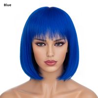 Women's Simple Style Multicolor Casual High Temperature Wire Bangs Short Straight Hair Wig Net sku image 6