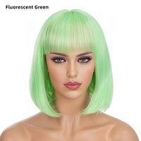 Frau Einfacher Stil Mehrfarbig Lässig Hochtemperaturdraht Knalleffekte Kurzes Glattes Haar Perückennetz sku image 5