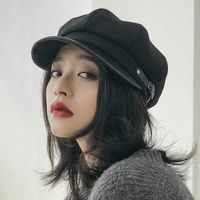 Women's Sweet Solid Color Curved Eaves Beret Hat main image 5