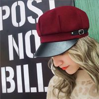 Women's Sweet Solid Color Curved Eaves Beret Hat main image 4
