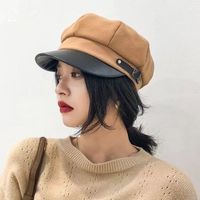 Women's Sweet Solid Color Curved Eaves Beret Hat main image 6