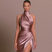 Women's Party Dress Elegant Sexy Standing Collar Sleeveless Solid Color Maxi Long Dress Banquet Party main image 5
