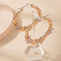 1 Pair Elegant Glam Lady Solid Color Butterfly Plating Inlay Ferroalloy Rhinestones 14k Gold Plated Hoop Earrings main image 4