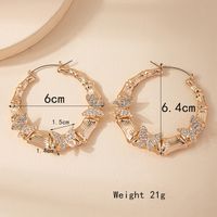 1 Pair Elegant Glam Lady Solid Color Butterfly Plating Inlay Ferroalloy Rhinestones 14k Gold Plated Hoop Earrings main image 2