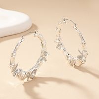 1 Pair Elegant Glam Lady Solid Color Butterfly Plating Inlay Ferroalloy Rhinestones 14k Gold Plated Hoop Earrings main image 6