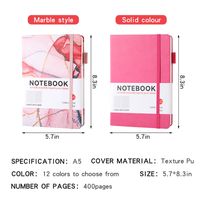 1 Piece Solid Color Learning Imitation Leather Wood-free Paper Novelty Notebook main image 5