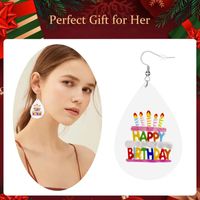 1 Pair French Style Letter Printing PU Leather Drop Earrings main image 3
