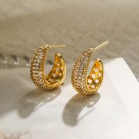 1 Pair Simple Style Commute Color Block Plating Inlay Copper Zircon 18k Gold Plated Ear Studs main image 4