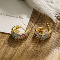 1 Pair Simple Style Commute Color Block Plating Inlay Copper Zircon 18k Gold Plated Ear Studs main image 6