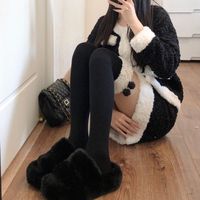 Frau Japanischer Stil Einfarbig Baumwolle-polyester Über Die Knie Socken Ein Paar main image 2