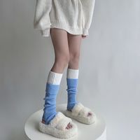 Femmes Style Japonais Sucré Bloc De Couleur Fibre De Polyacrylonitrile Sur Le Genou Chaussettes Une Paire main image 2