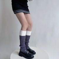 Mujeres Estilo Japones Dulce Bloque De Color Fibra De Poliacrilonitrilo Calcetines Sobre La Rodilla Un Par sku image 3