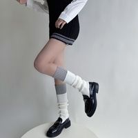 Mujeres Estilo Japones Dulce Bloque De Color Fibra De Poliacrilonitrilo Calcetines Sobre La Rodilla Un Par main image 5
