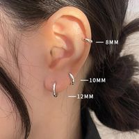 3 Pairs Simple Style Streetwear Solid Color Stainless Steel Hoop Earrings main image 2