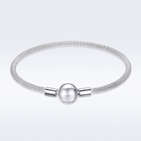 Simple Style Commute Round Sterling Silver Plating Silver Plated Bracelets main image 3