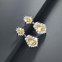 1 Pair Elegant Water Droplets Plating Inlay Copper Alloy Artificial Gemstones White Gold Plated Drop Earrings main image 1