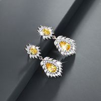 1 Pair Elegant Water Droplets Plating Inlay Copper Alloy Artificial Gemstones White Gold Plated Drop Earrings main image 2