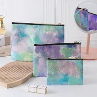 Basic Tie Dye Pu Leather Square Makeup Bags main image 5