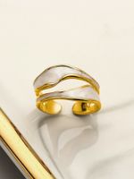 Simple Style Irregular Stainless Steel Enamel Hollow Out Open Rings main image 7
