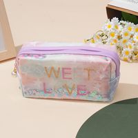Cute Sequins Letter Polyester Square Makeup Bags sku image 4