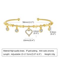 Copper Gold Plated Simple Style Roman Style Plating Heart Shape Diamond Bracelets main image 2