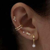 1 Set Casual Elegant Geometric Flower Petal Plating Inlay Brass Zircon 18k Gold Plated Silver Plated Earrings main image 7