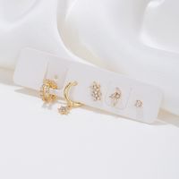 1 Set Casual Elegant Geometric Flower Petal Plating Inlay Brass Zircon 18k Gold Plated Silver Plated Earrings main image 4