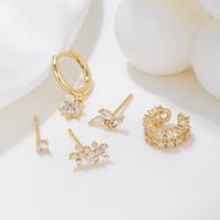 1 Set Casual Elegant Geometric Flower Petal Plating Inlay Brass Zircon 18k Gold Plated Silver Plated Earrings main image 5