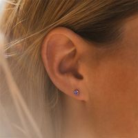 1 Pair Simple Style Geometric Round Plating Inlay Stainless Steel Rhinestones Ear Studs main image 6