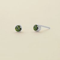 1 Pair Simple Style Geometric Round Plating Inlay Stainless Steel Rhinestones Ear Studs sku image 8