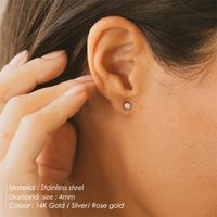 1 Pair Simple Style Geometric Round Plating Inlay Stainless Steel Rhinestones Ear Studs main image 2