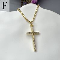 Lady Streetwear Cross Copper Rhinestones Pendant Necklace In Bulk sku image 1