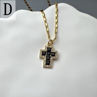 Lady Streetwear Cross Copper Rhinestones Pendant Necklace In Bulk sku image 4