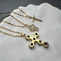 Lady Streetwear Cross Copper Rhinestones Pendant Necklace In Bulk main image 3