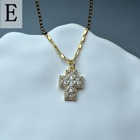 Lady Streetwear Cross Copper Rhinestones Pendant Necklace In Bulk sku image 5