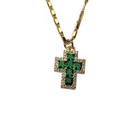 Lady Streetwear Cross Copper Rhinestones Pendant Necklace In Bulk main image 2