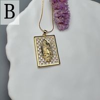 Vintage Style Human Copper Zircon Pendant Necklace In Bulk sku image 2
