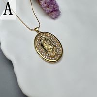 Vintage Style Human Copper Zircon Pendant Necklace In Bulk sku image 1