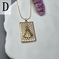 Vintage Style Human Copper Zircon Pendant Necklace In Bulk sku image 4