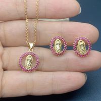 Elegant Classic Style Geometric Alloy Plating Inlay Artificial Gemstones Women's Earrings Necklace sku image 1