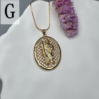 Vintage Style Human Copper Zircon Pendant Necklace In Bulk sku image 7