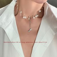 Mode Forme De Cœur Fleur Noeud D'arc Perle Artificielle Alliage Perle Placage Incruster Strass Femmes Pendentif Collier sku image 3
