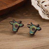 1 Pair Simple Style Commute Cattle Wood Ear Studs main image 3